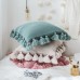 Decorative Square Tassels Knitted Throw Pillow Cover, Handmade Boho Style Cushion Case with Pompoms Tassels, Suitable for Home Office Car Sofa